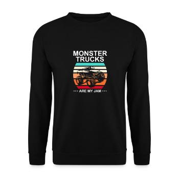 Retro Monster Trucks Are My Jam Awesome T-Shirt - Unisex Sweatshirt - black - Front - Alina (178cm) & Michal (187cm)