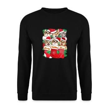 Xmas Cats inside Stocking for Christmas - Unisex Sweatshirt - black - Front - Alina (178cm) & Michal (187cm)