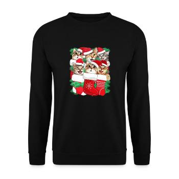 Family Xmas Cats - Christmas Holiday Cat - Unisex Sweatshirt - black - Front - Alina (178cm) & Michal (187cm)