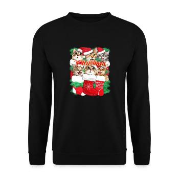Cute Cat Face Expressions - Christmas Cat - Unisex Sweatshirt - black - Front - Alina (178cm) & Michal (187cm)