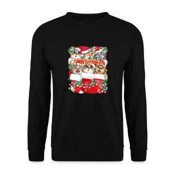 Christmas Cats, Funny and Cute Cat in Xmas Stockin - Unisex Sweatshirt - black - Front - Alina (178cm) & Michal (187cm)