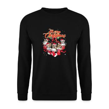 Merry Xmas Cat Design Christmas for Cat Lover - Unisex Sweatshirt - black - Front - Alina (178cm) & Michal (187cm)