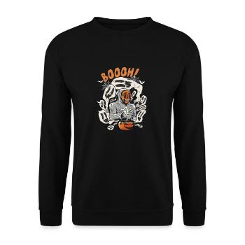 Skeleton Dinosaur Trex Dino Pumpkins Moon Boys - Unisex Sweatshirt - black - Front - Alina (178cm) & Michal (187cm)