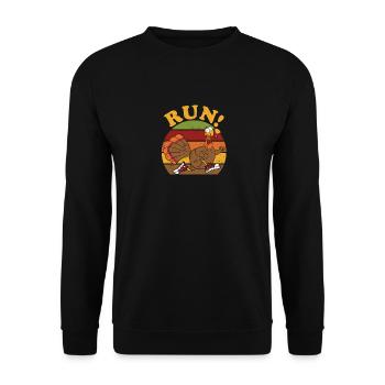 Turkey Running Costume Cute Wild Thanksgiving Run - Unisex Sweatshirt - black - Front - Alina (178cm) & Michal (187cm)