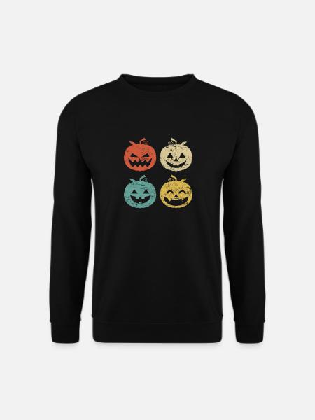 Vintage Kürbis Jack O Lantern Kostüm Halloween - Unisex Pullover - Schwarz