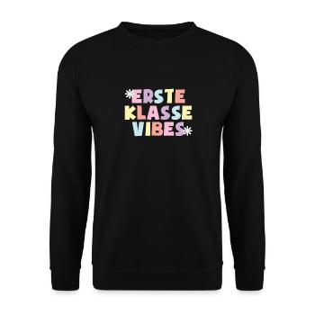 1. Klasse Vibes Schulkind 1. Klasse - Unisex Pullover - Schwarz - Vorne - Alina (178cm) & Michal (187cm)
