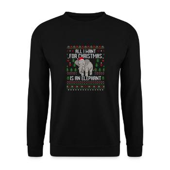 Weihnachten Elefanten Weihnachtspullover Elefant - Unisex Pullover - Schwarz - Vorne - Alina (178cm) & Michal (187cm)