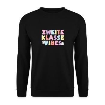 2. Klasse Vibes Schulkind 2. Klasse - Unisex Pullover - Schwarz - Vorne - Alina (178cm) & Michal (187cm)