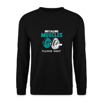 Installation de muscles S’il vous plaît attendre cool Funny Gym - Sweat-shirt Unisexe - noir - Devant - Alina (178cm) & Michal (187cm)