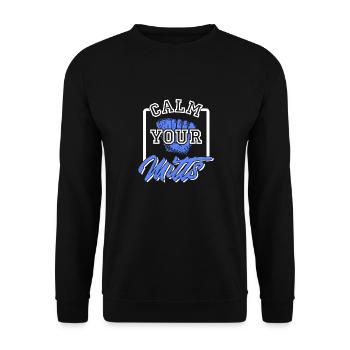 Calmez vos mitaines Drôle de t-shirt de baseball rétro - Sweat-shirt Unisexe - noir - Devant - Alina (178cm) & Michal (187cm)