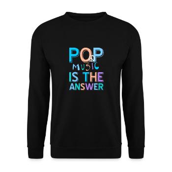 Pop Music Is The Answer Awesome Retro T-Shirt - Unisex Pullover - Schwarz - Vorne - Alina (178cm) & Michal (187cm)