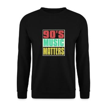 90's Music Matters Retro Vintage T-Shirt Present - Unisex Pullover - Schwarz - Vorne - Alina (178cm) & Michal (187cm)