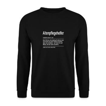 Altenpflegerhelfer mit Herz Bedeutung Tolles - Unisex Pullover - Schwarz - Vorne - Alina (178cm) & Michal (187cm)