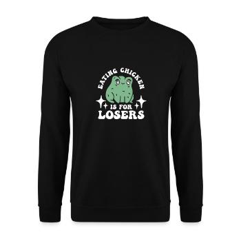Chicken Food Is For Looser Frog Catcher - Unisex Sweatshirt - black - Front - Alina (178cm) & Michal (187cm)