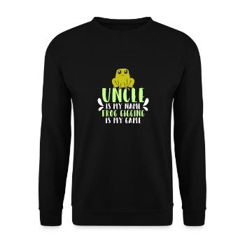 Uncle is my name Frogs Catch my game - Unisex Sweatshirt - black - Front - Alina (178cm) & Michal (187cm)