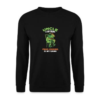 Oncle est mon nom Frogs Catch my game - Sweat-shirt Unisexe - noir - Devant - Alina (178cm) & Michal (187cm)