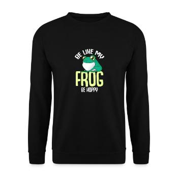 Soyez comme ma grenouille Soyez Hoppy Frog Catcher - Sweat-shirt Unisexe - noir - Devant - Alina (178cm) & Michal (187cm)