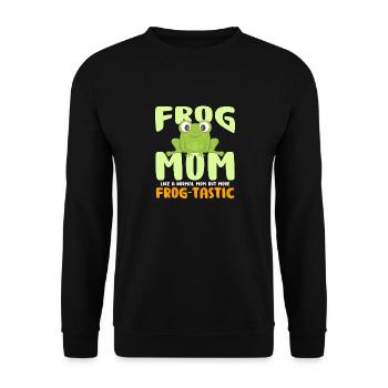 Maman grenouille comme une maman ordinaire mais plus frog-tastic - Sweat-shirt Unisexe - noir - Devant - Alina (178cm) & Michal (187cm)
