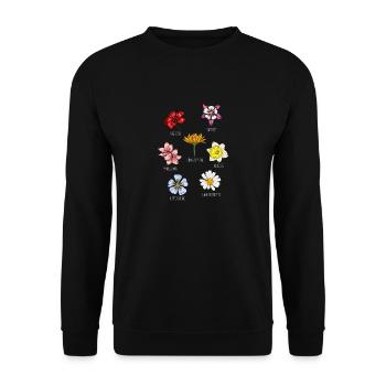 Flower Species Flowers - Unisex Sweatshirt - black - Front - Alina (178cm) & Michal (187cm)