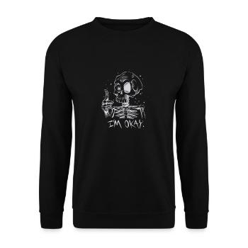 Drôle de squelette Pouce levé Je vais bien Os - Sweat-shirt Unisexe - noir - Devant - Alina (178cm) & Michal (187cm)