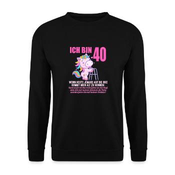 40 Jahre idee mich alt zu nennen 40 Geburtstag - Unisex Pullover - Schwarz - Vorne - Alina (178cm) & Michal (187cm)