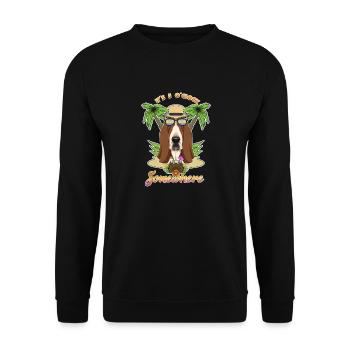 It Is 5 OClock Somewhere Drinking Basset Hound - Unisex Pullover - Schwarz - Vorne - Alina (178cm) & Michal (187cm)