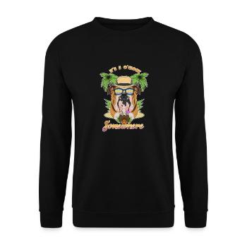 It is 5 OClock Somewhere Drinking Deutsch Bulldog - Unisex Sweatshirt - black - Front - Alina (178cm) & Michal (187cm)