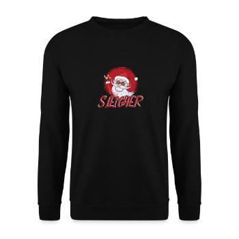 Sleigh Santa Claus Funny Merry Christmas - Unisex Sweatshirt - black - Front - Alina (178cm) & Michal (187cm)