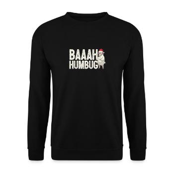 Baaah Humbug Drôle Sarcastique Anti Noël - Sweat-shirt Unisexe - noir - Devant - Alina (178cm) & Michal (187cm)