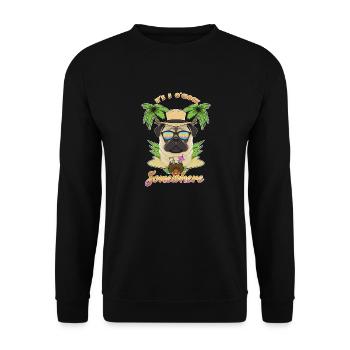 It Is 5 OClock Somewhere Drinking Pug - Unisex Sweatshirt - black - Front - Alina (178cm) & Michal (187cm)