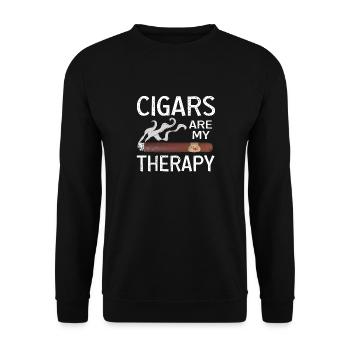 Les cigares sont ma thérapie Les fumeurs de cigares - Sweat-shirt Unisexe - noir - Devant - Alina (178cm) & Michal (187cm)