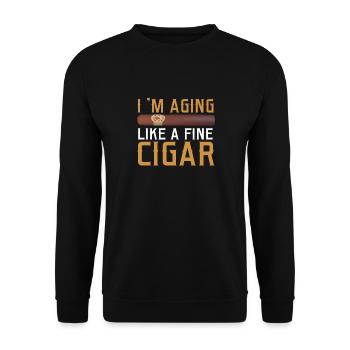 Ich Altere Wie Ein Feiner Zigarrenraucher - Unisex Pullover - Schwarz - Vorne - Alina (178cm) & Michal (187cm)