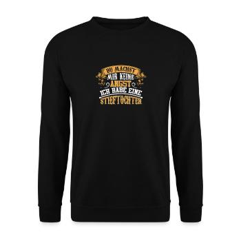 Geschenkschritt Vater Bonus Vater Vater Stufe - Unisex Pullover - Schwarz - Vorne - Alina (178cm) & Michal (187cm)