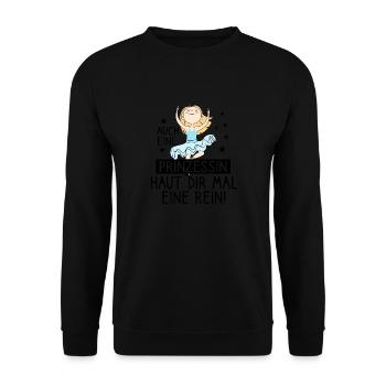 Auch Eine Prinzessin Haut Dir Mal Eine Rein - Unisex Pullover - Schwarz - Vorne - Alina (178cm) & Michal (187cm)
