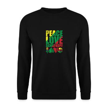 Peace Love Schafkopf Kartenspiel Spielkarte - Unisex Pullover - Schwarz - Vorne - Alina (178cm) & Michal (187cm)
