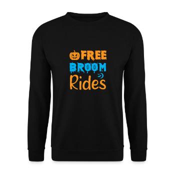 Kostenlose Besenfahrten - Halloween-Humor - Unisex Pullover - Schwarz - Vorne - Alina (178cm) & Michal (187cm)