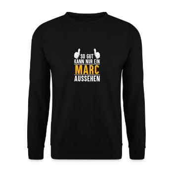 Marc Vorname Name Geschenk - Unisex Pullover - Schwarz - Vorne - Alina (178cm) & Michal (187cm)