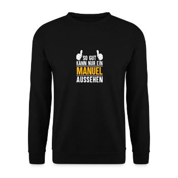 Manuel Vorname Name Geschenk - Unisex Pullover - Schwarz - Vorne - Alina (178cm) & Michal (187cm)