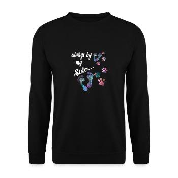 Toujours à mes côtés Pattes de chien - dictons de chien - Sweat-shirt Unisexe - noir - Devant - Alina (178cm) & Michal (187cm)