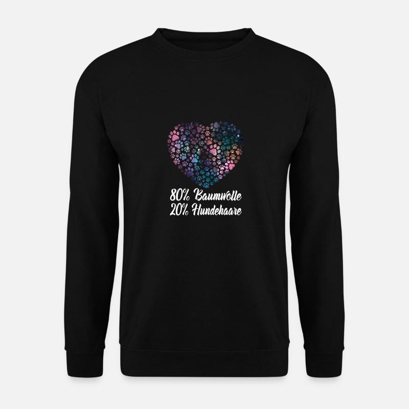 Baumwolle Hundehaare Pfoten Herz - Hunde Sprüche - Unisex Pullover - Schwarz
