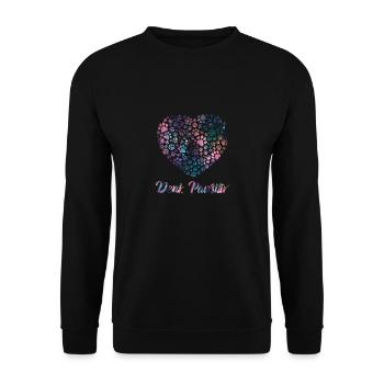 Denk Positiv ( Pawsitiv ) Hundeherz- Hunde Sprüche - Unisex Pullover - Schwarz - Vorne - Alina (178cm) & Michal (187cm)