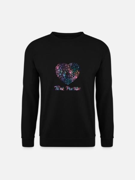 Denk Positiv ( Pawsitiv ) Hundeherz- Hunde Sprüche - Unisex Pullover - Schwarz