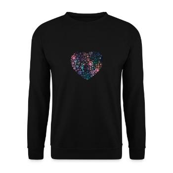 Cœur de chien avec pattes dans la galaxie Dictons de chien - Sweat-shirt Unisexe - noir - Devant - Alina (178cm) & Michal (187cm)