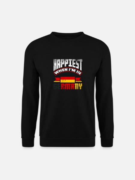 German Germany German Flag Happiest When Im In - Unisex Pullover - Schwarz