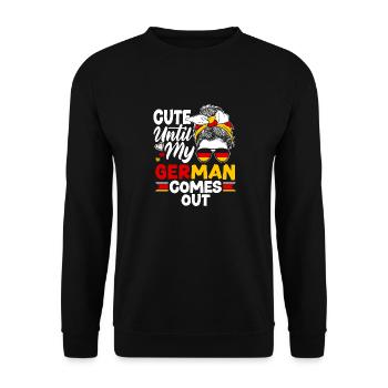 German Germany German Flag Cute Until My German - Unisex Pullover - Schwarz - Vorne - Alina (178cm) & Michal (187cm)