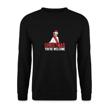 Drôle de Père Noël Jésus Chrétien Noël - Sweat-shirt Unisexe - noir - Devant - Alina (178cm) & Michal (187cm)