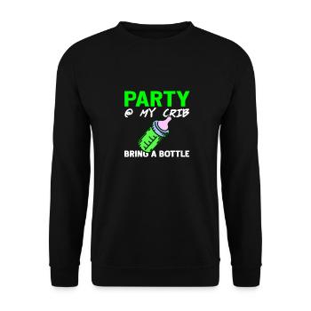 Party At My Crib Bring A Bottle Funny Baby Present - Unisex Pullover - Schwarz - Vorne - Alina (178cm) & Michal (187cm)