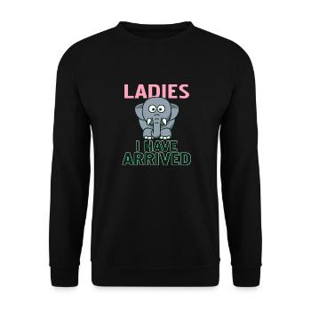 Ladies I Have Arrived Retro Funny Cute Baby - Unisex Pullover - Schwarz - Vorne - Alina (178cm) & Michal (187cm)