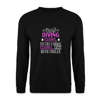 I'm A Diving Girl Just Like A Normal Girl Cool - Unisex Pullover - Schwarz - Vorne - Alina (178cm) & Michal (187cm)