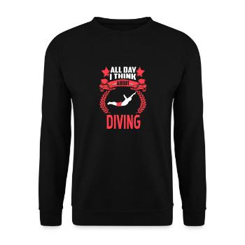 All Day I Think About Diving Vintage Diver Present - Unisex Pullover - Schwarz - Vorne - Alina (178cm) & Michal (187cm)